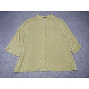 Vikki Vi Cardigan Top Plus Size 3X Sage Green Button-Up Vintage Made USA